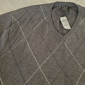 Men's Jos A Banks Grey Argyle Print Sweater NWT XL